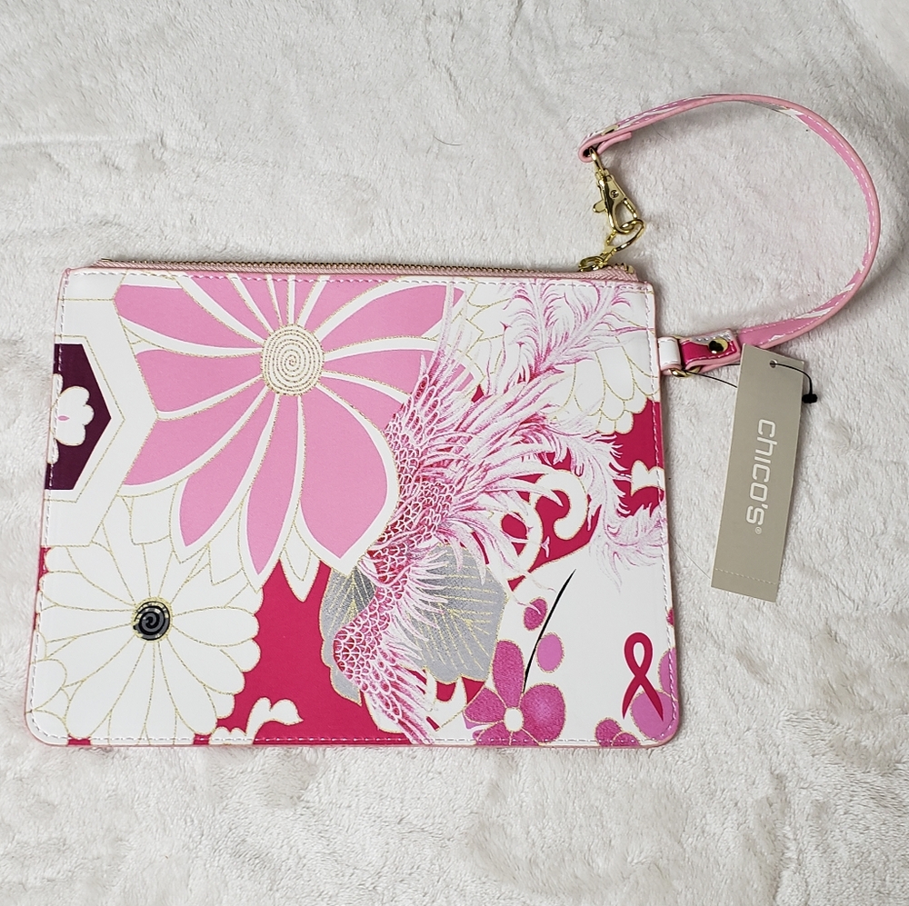 Chico's Wristlet Pink Floral Bag